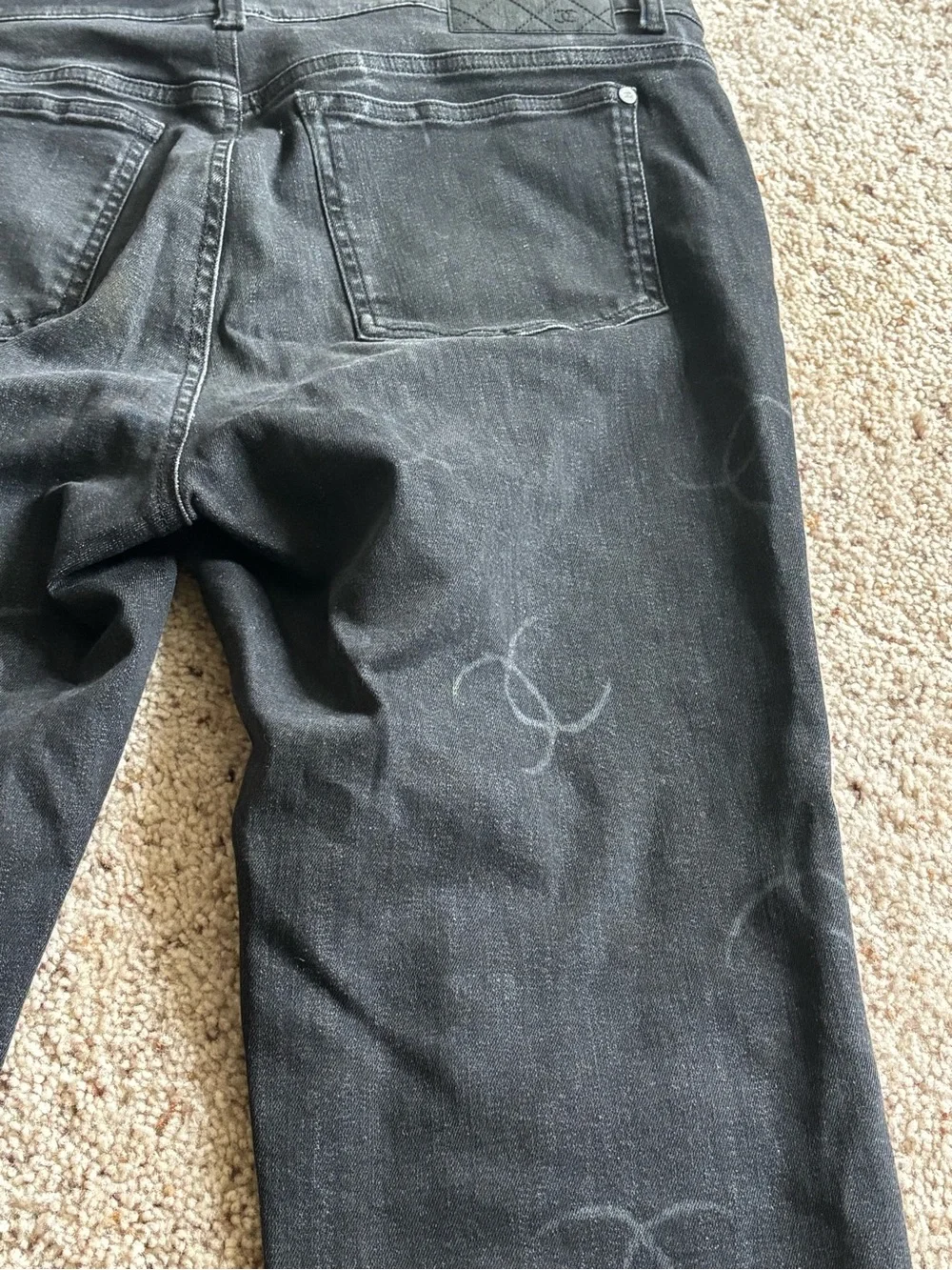 CHANEL Black Skinny Jeans with Subtle CC Motif
